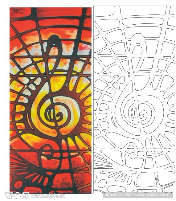 艺术玻璃 音符 矢量