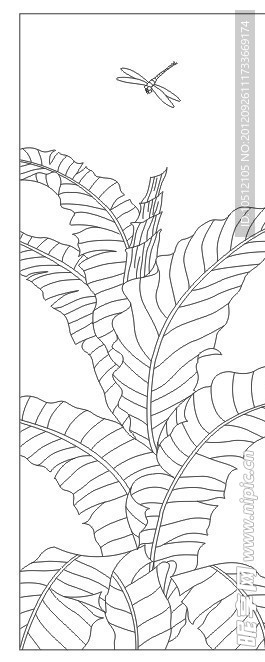 失量图 艺术玻璃 芭蕉树
