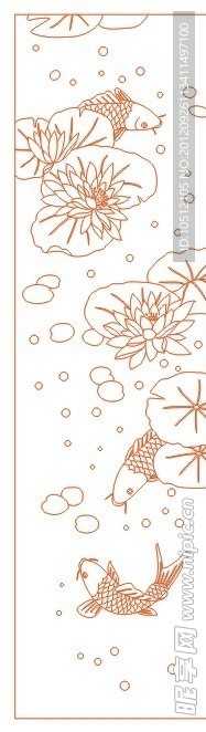 失量图 艺术玻璃 荷花鱼