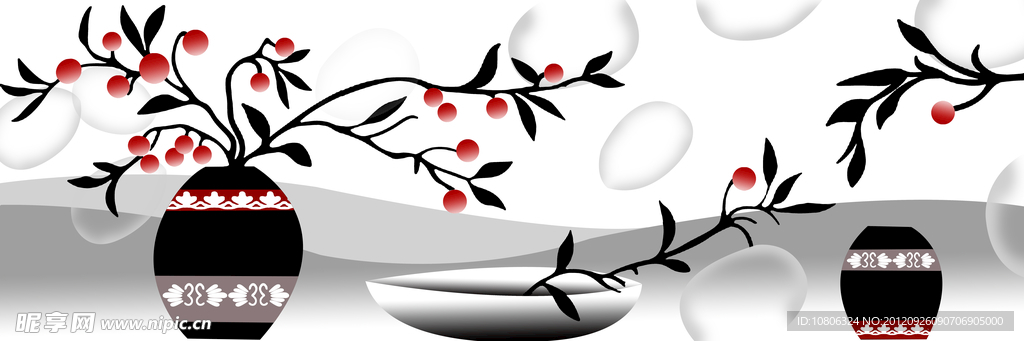 无框画 装饰画 抽象陶罐 平安果