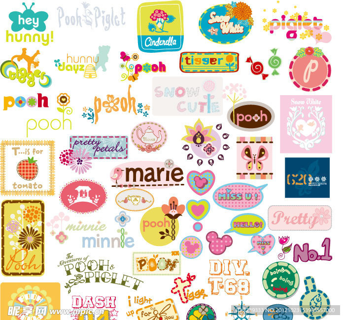 迪士尼英文字母印花