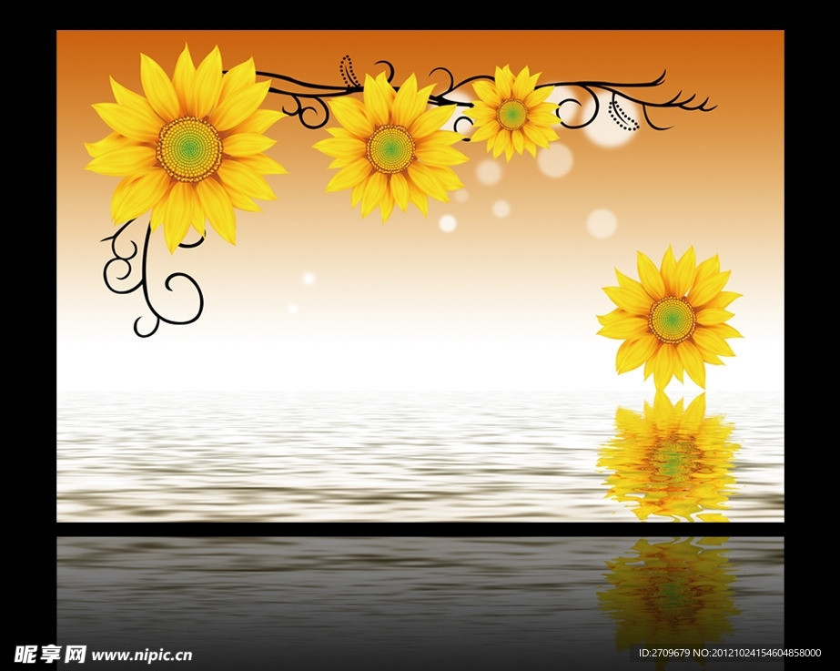 个性壁画 电视背景 向日葵