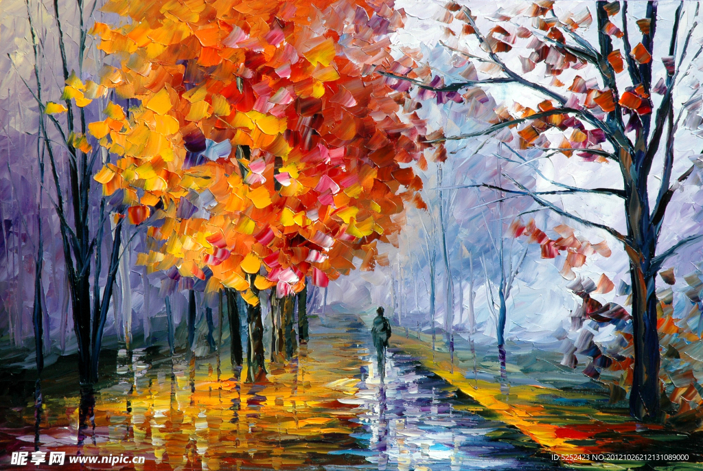 油画 秋日雾色