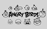 愤怒的小鸟系列黑色线条矢量图