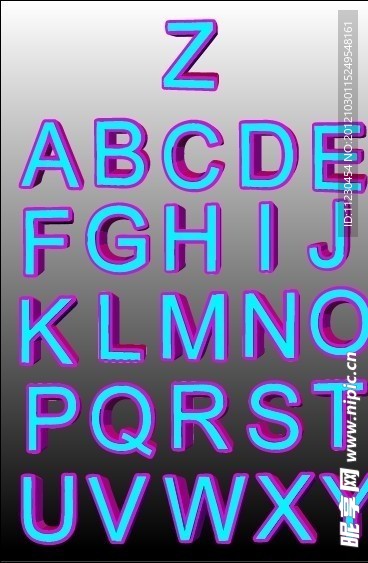 漂亮3D英文字母一组