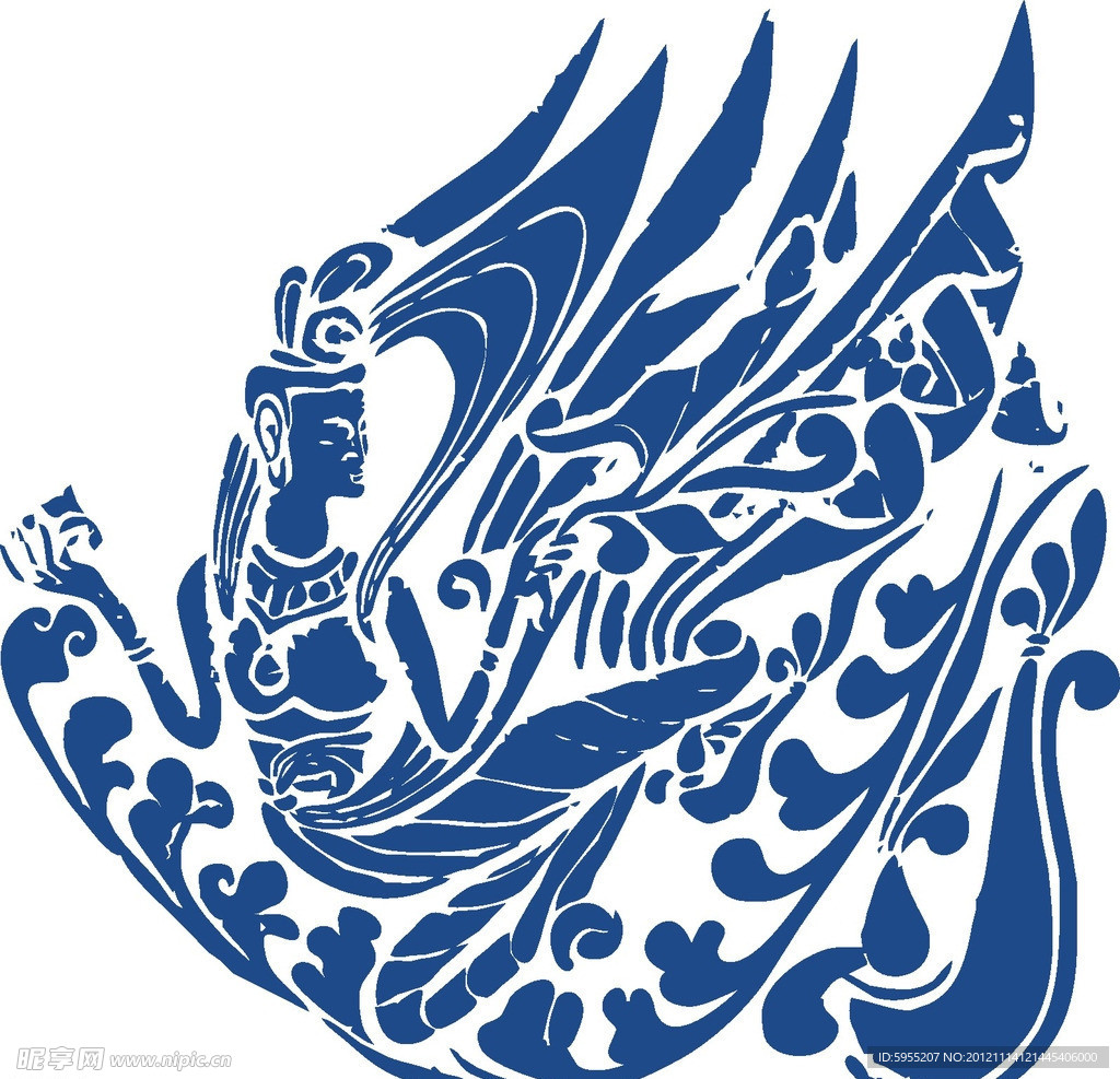 青花瓷图案 飞天女