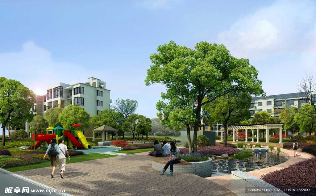 温馨住宅小区效果图