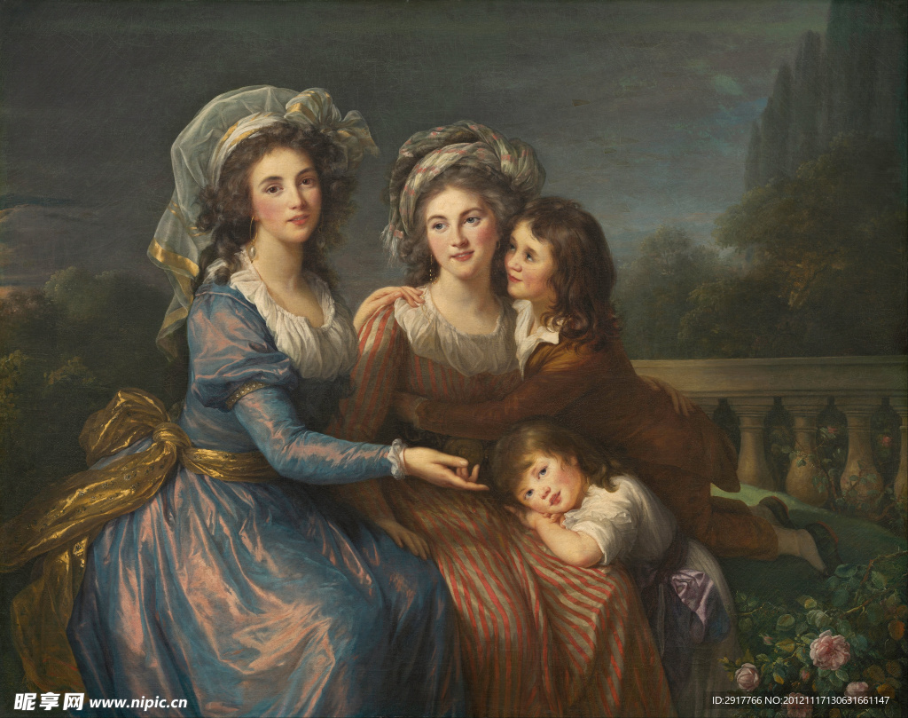 候爵夫人与两个儿子亚历克和阿德里安在一起