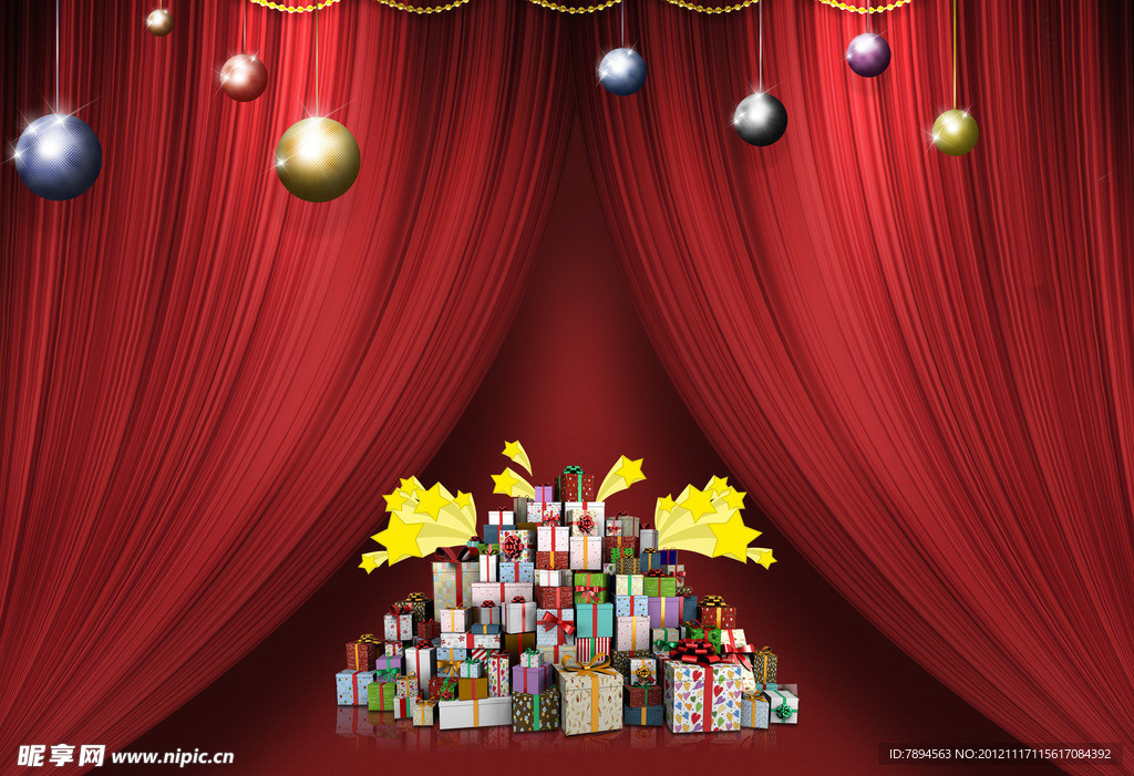 红色舞台礼品促销海报