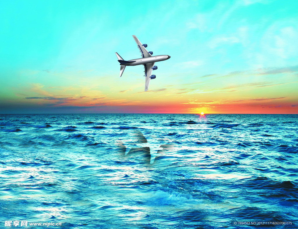海上日出飞机