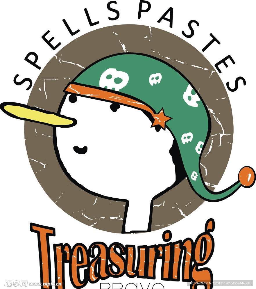 字母抽象人头印刷图案