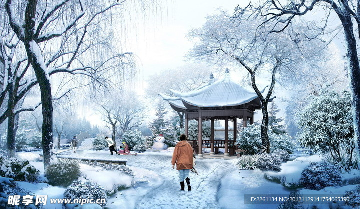景观PSD 雪景 园林景观