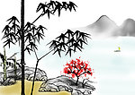 国画山水竹子
