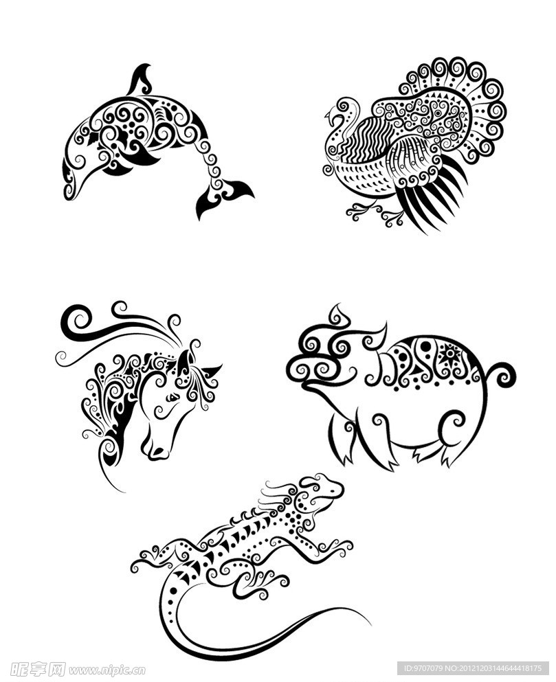 手绘动物矢量素材