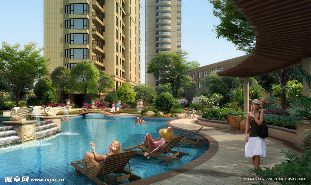 高档房地产住宅小区效果图广告