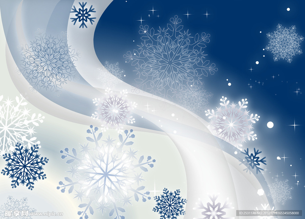 蓝色梦幻雪花背景