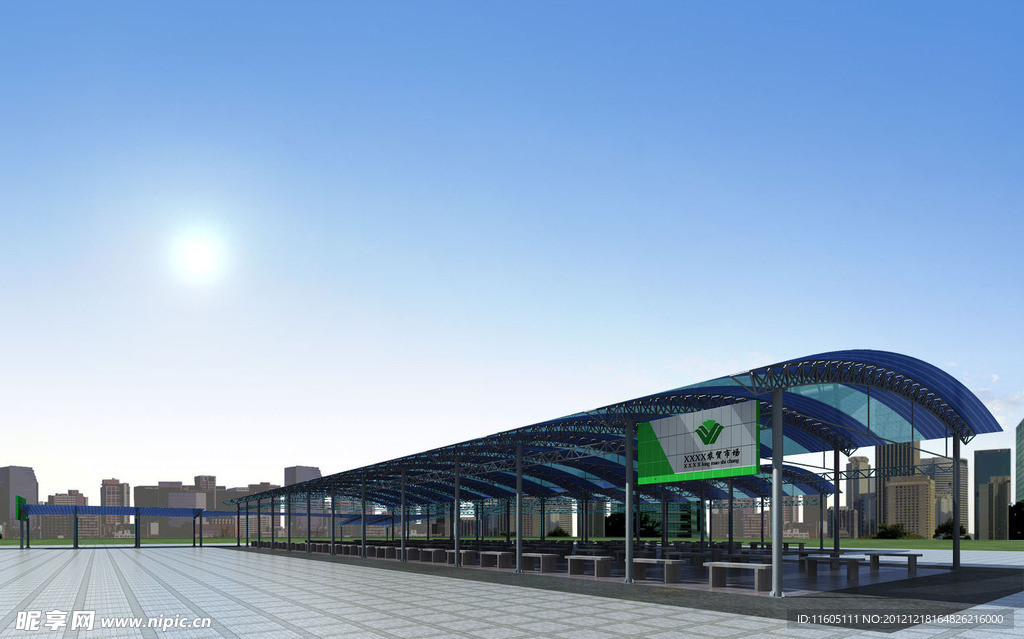 农贸市场彩钢大棚效果图