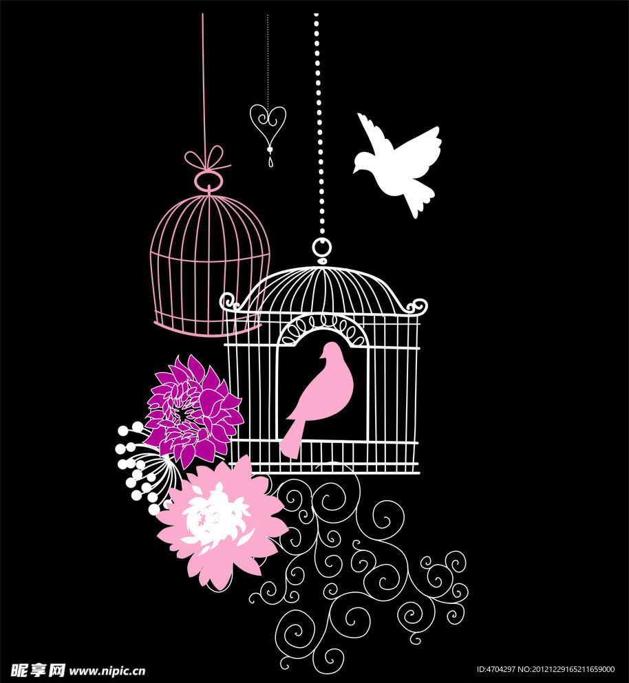 花纹 鸟笼 花边