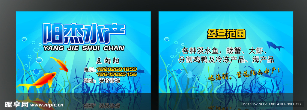 阳杰水产品 海货 名片