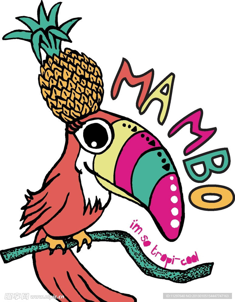 啄木鸟头顶菠萝