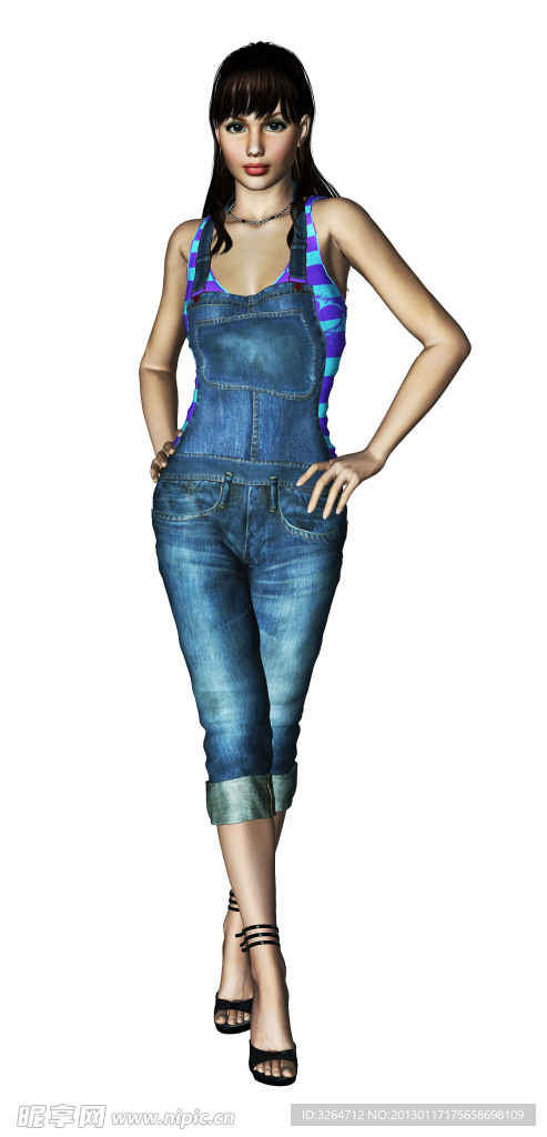 吊带牛仔3D女孩