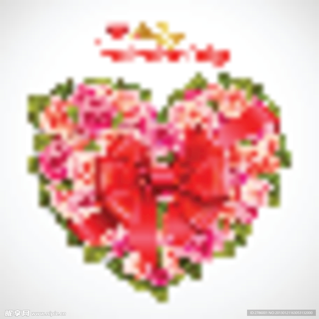 心形玫瑰花 情人节矢量素材