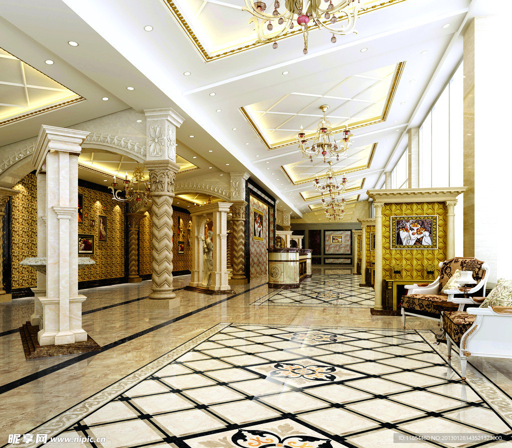 工装欧式酒店大堂过道