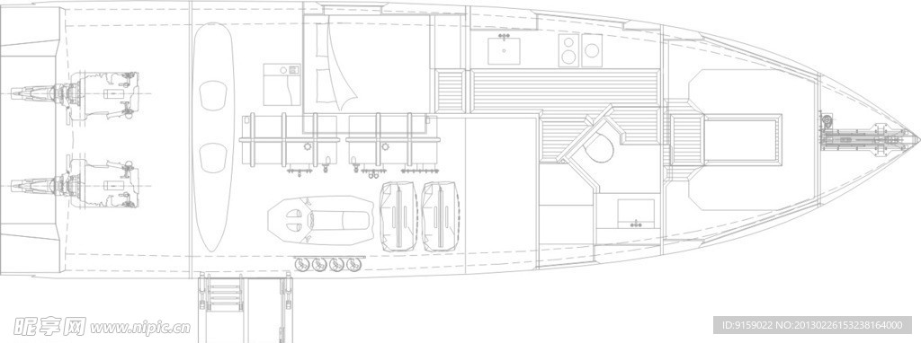 游艇 游轮手绘矢量模型图