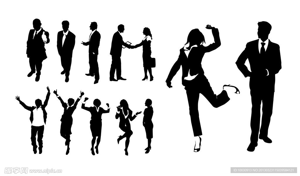 商务人士黑白剪影素材