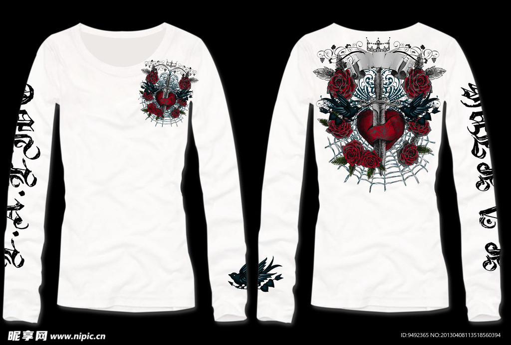 手绘印花T恤图案