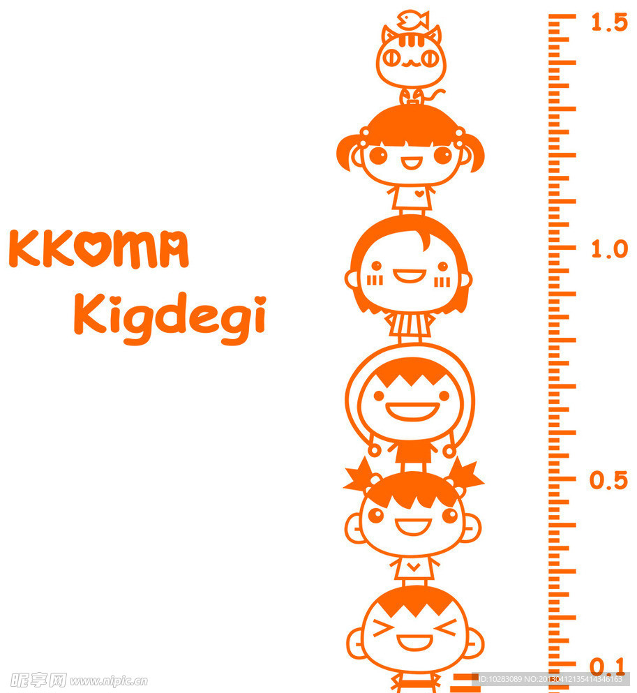 儿童身高墙贴矢量图