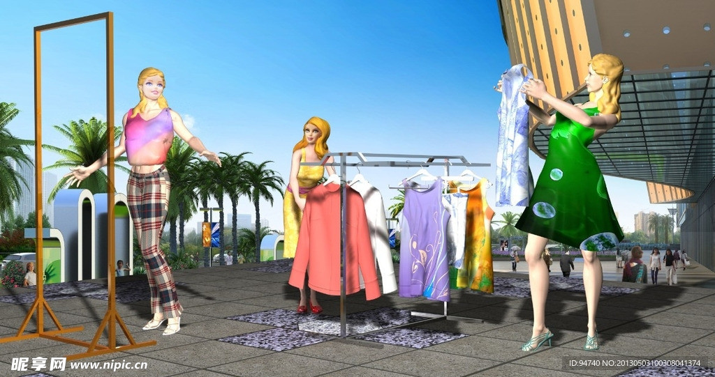 抢购服装的芭比娃娃