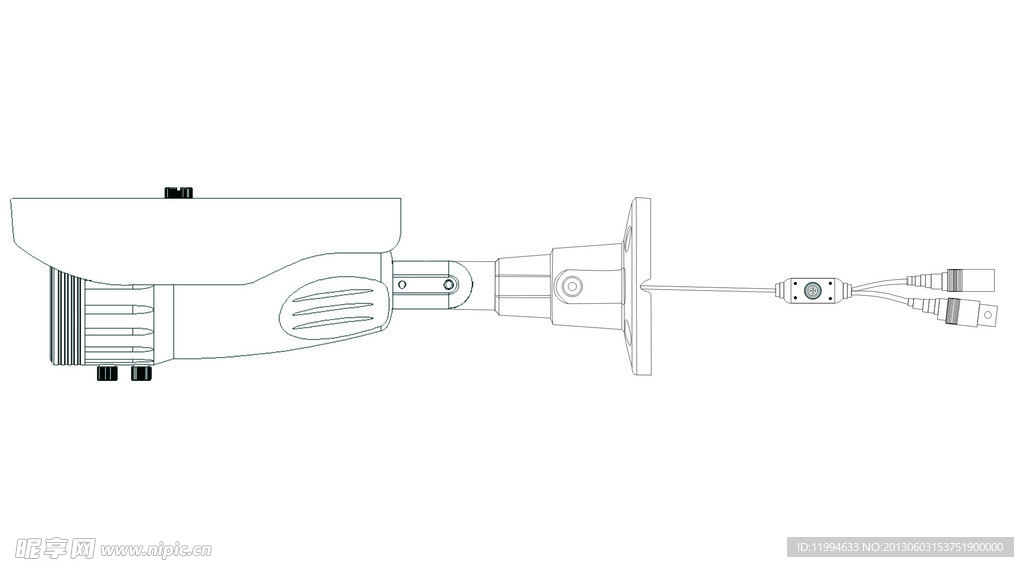 红外防水机接线线描图