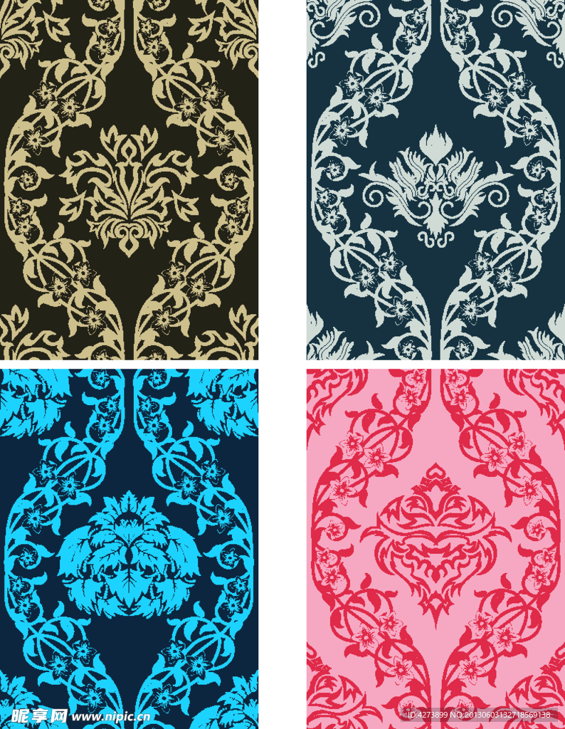 欧式复古四方连续花纹