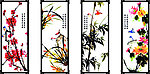 梅兰竹菊 四框画