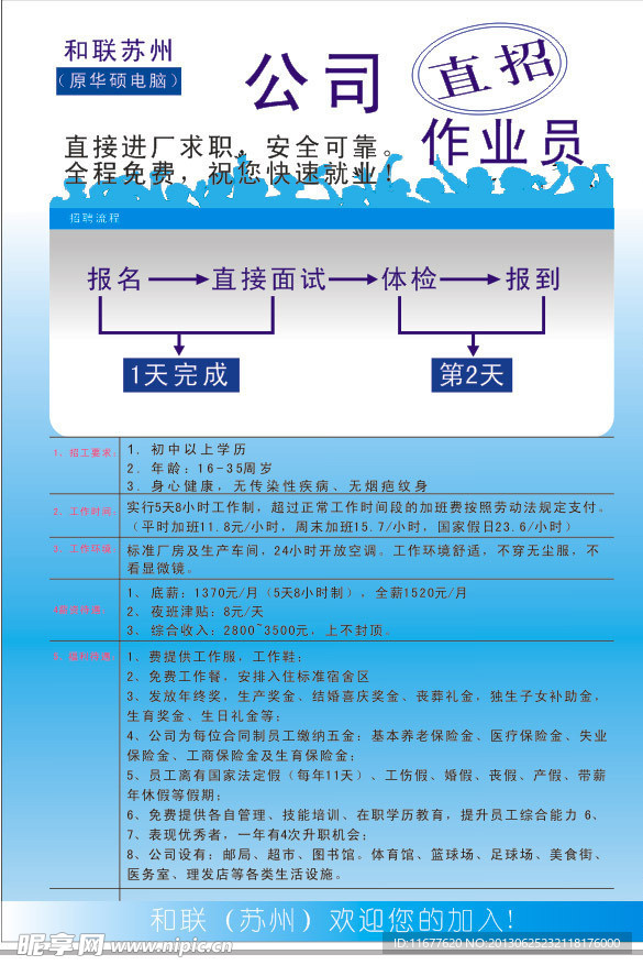 华硕电脑公司招工简章