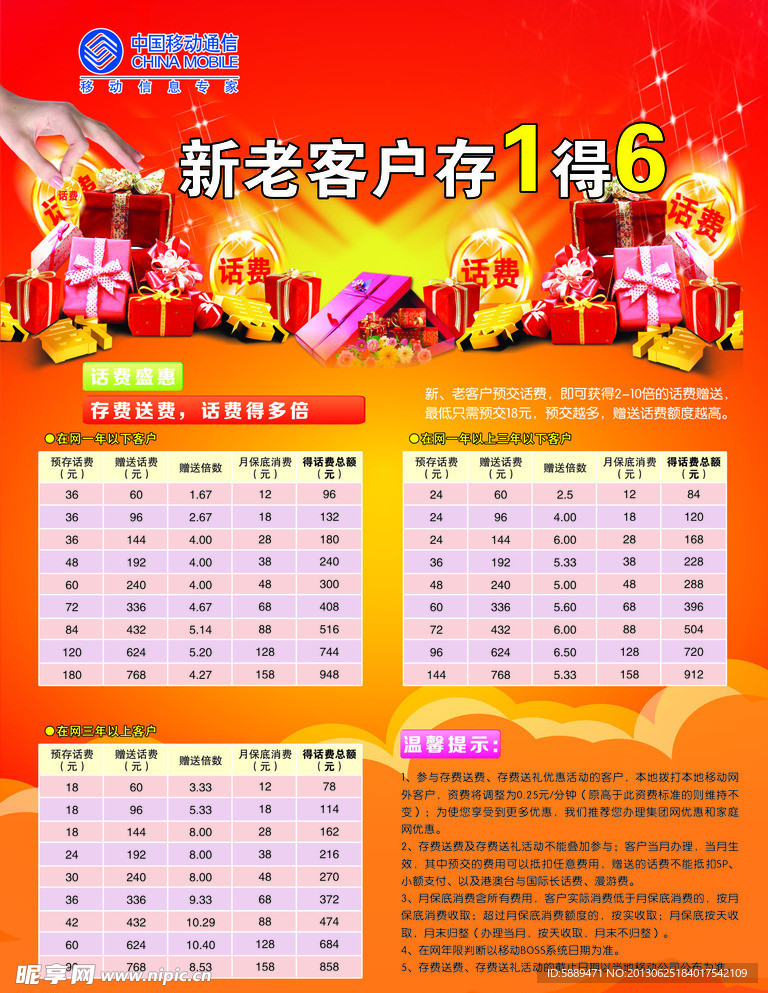 中国移动预存话费海报