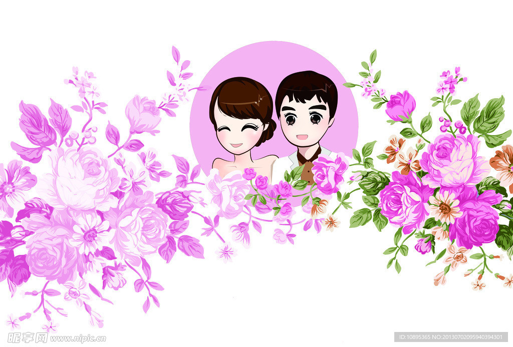 卡通头像 花纹 婚礼