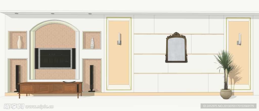 简欧电视背景墙