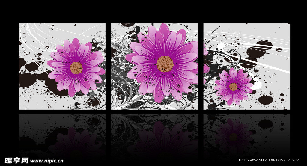 清新雏菊三联画