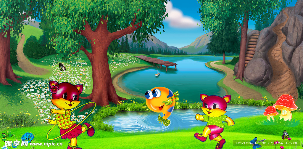 卡通背景 卡通猫