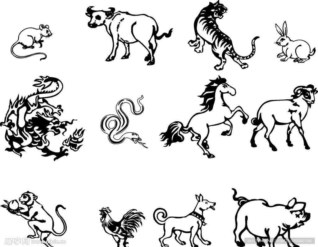 十二生肖黑白稿