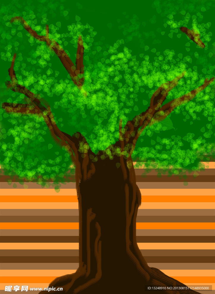 手绘大树