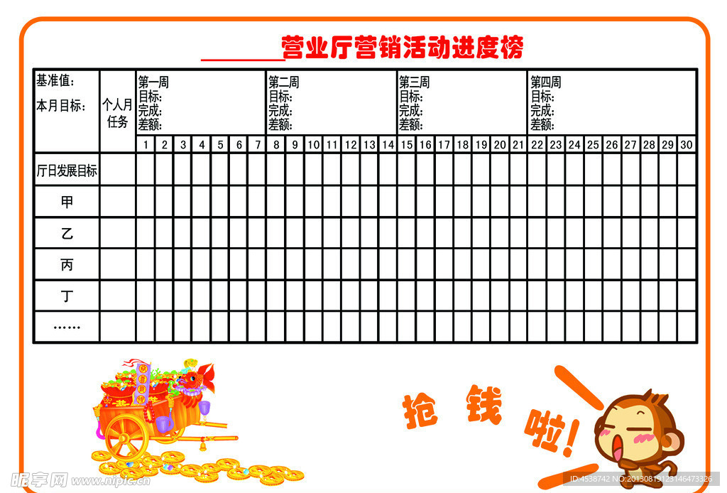 营业厅营销活动进度榜