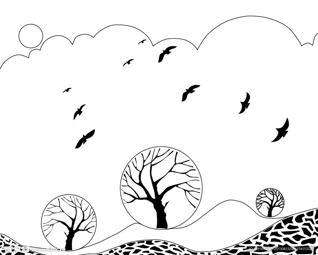 风景雕刻 燕子南飞