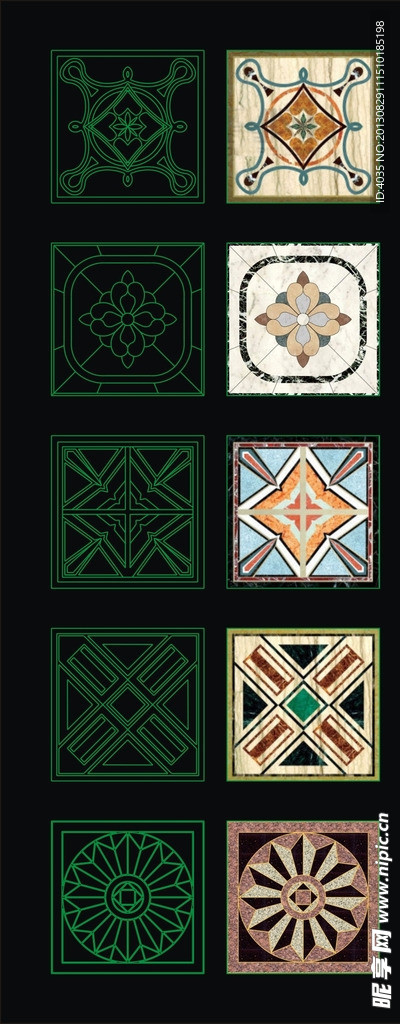 水刀拼花石材地板拼花