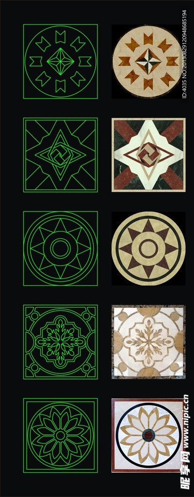 地板拼花石材水刀拼花