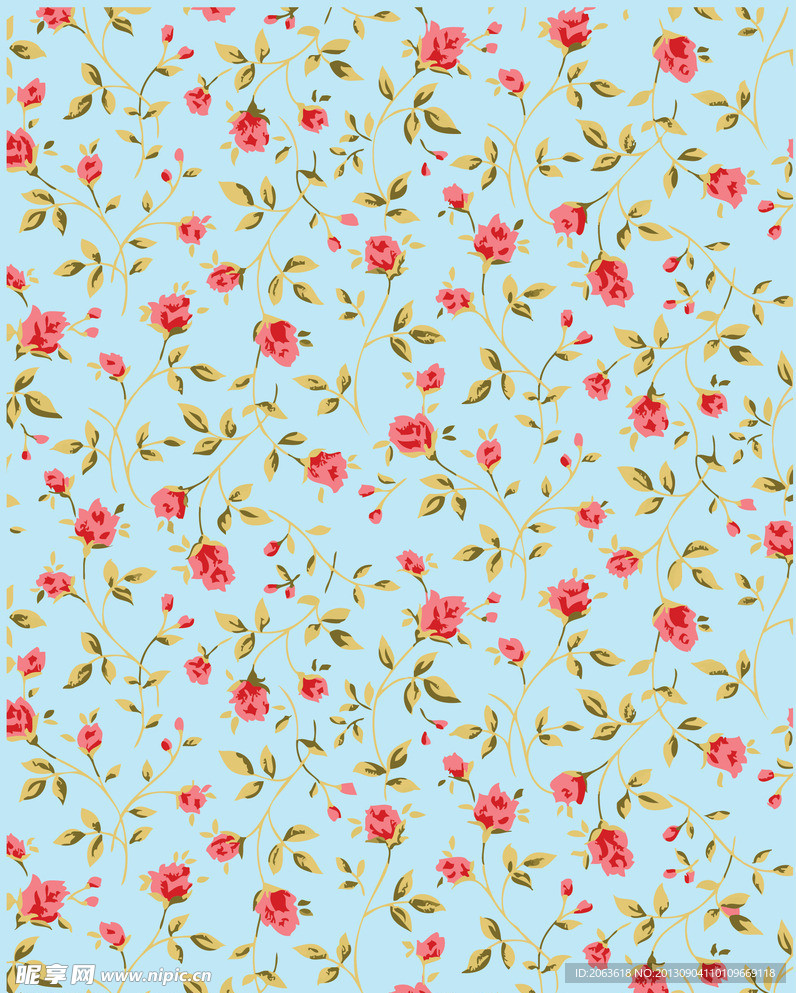 田园碎花背景底纹矢量