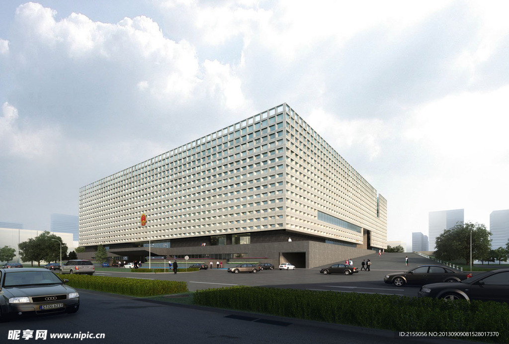 办公楼建筑透视效果图