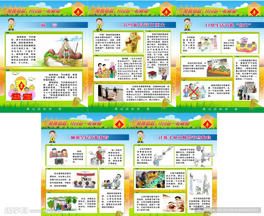 节约粮食科普展板